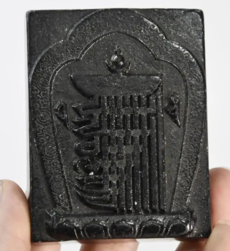 Hongshan culture archaize black iron meteorite sculpture amulet bi statue