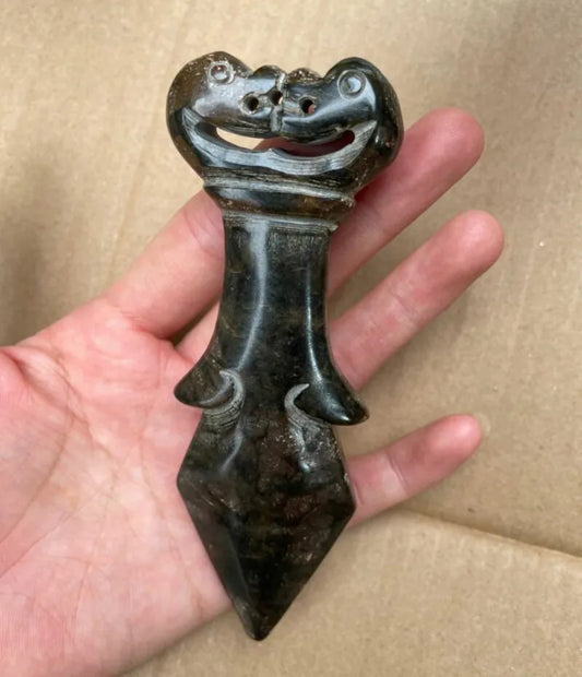 Hongshan culture archaize black iron meteorite small statue