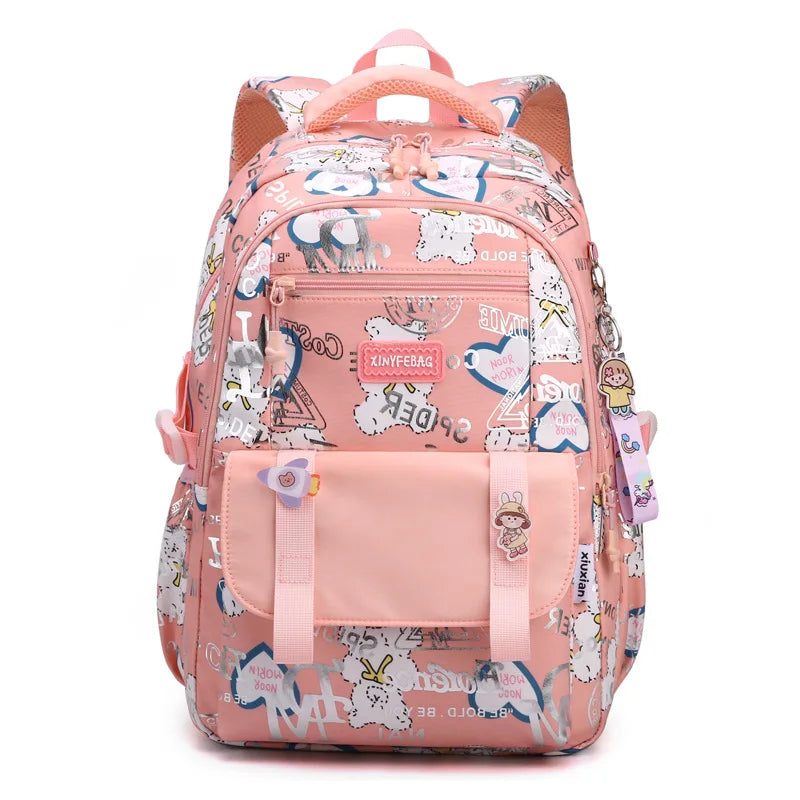 Hot Kids Backpacks School bags for girls Large Capacity Nylon Student School Child Children Cartoon Grades 1-6 Female Backpack