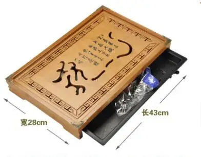 Hot Sale Flower Storage Tray Kung Fu Tea Set Natural Wooden Tray For Decor Rectangular Traditional Bamboo Coffeeware Teaware