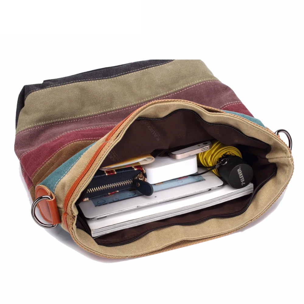 Hot Sale Striped Printed Casual Bag Women Canvas Beach Bags Female Single Shoulder Handbags Ladies Large Capacity Tote