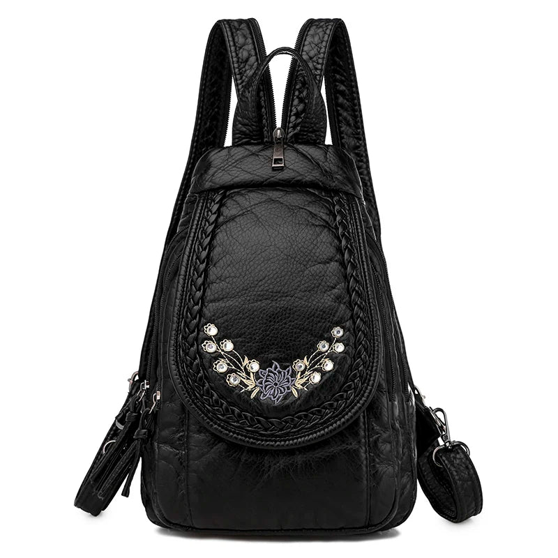 Hot White Women Backpack Female Washed Soft Leather Backpacks Ladies Sac A Dos School Bags for Girls Travel Back Pack Rucksacks