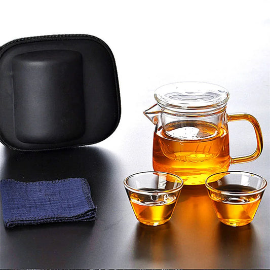Household Teaware Glass Teapot Set for Stove Heat Resistant Explosion Proof Tea Infuser Milk Rose Flower Travel Teacup set