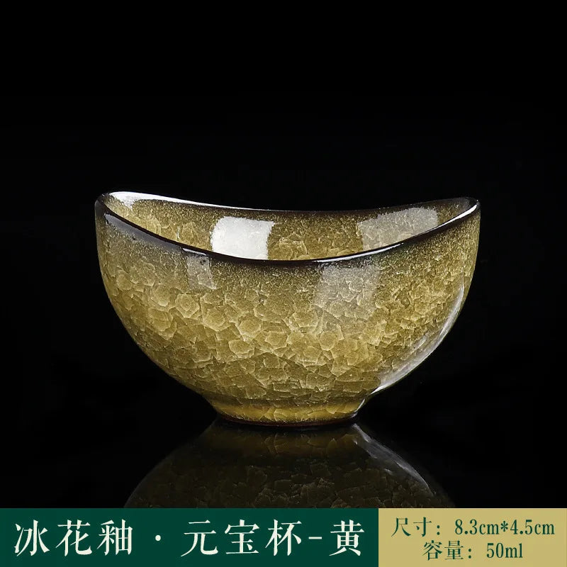 Ice Crack Split Single Cup Cups Iron Tire Flower Mouth Tea Bowl Ceramics Pottery Black Ice Master Personal Cup Teaware Kitchen