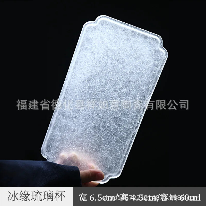 Ice Cube Clear Feeling Frozen Glass Tea Tray Simple Pot Tray Household Bamboo Tea Tray