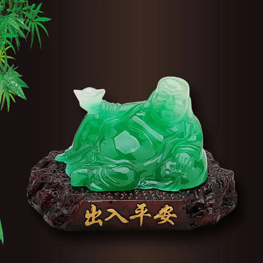 Imitation jade Amitabha decorative ornaments , Resin Sculpture Laughing Buddha Home bedroom lucky statue, car decorations