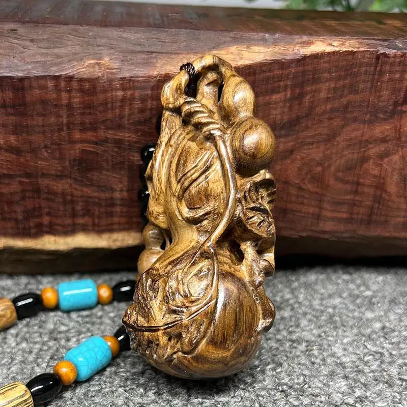 Indonesian agarwood handmade wood carving hand twist small gourd hand piece wooden handicraft decoration small pendant desk