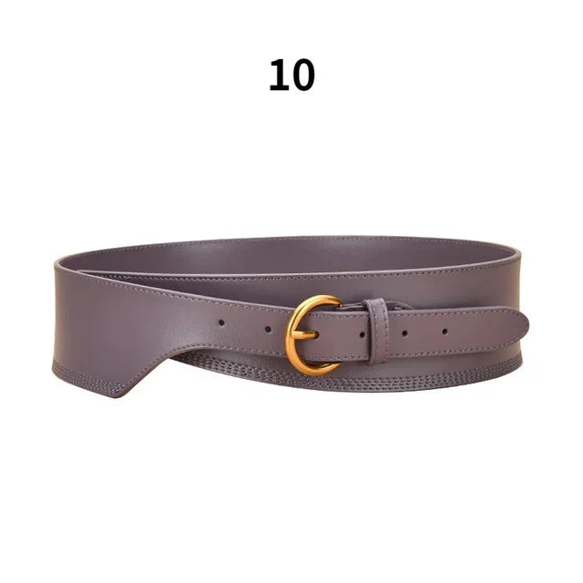 Irregular Retro Women's Leather Decorated Sweater Windbreaker Skirt Wide Designer Belts Women High Quality