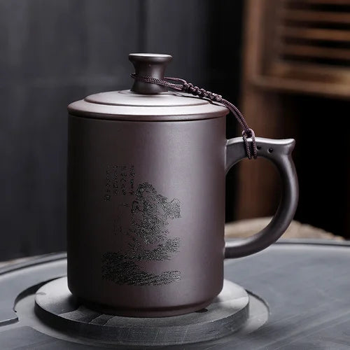 JAI GUI LUO-Purple Clay Pu'er Mugs, Teacher Gifts, Appreciation Mug, Christmas Mug, 450ml, I032