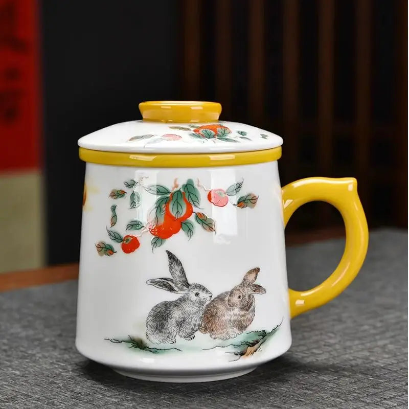 JIA GUI LUO-Ceramic Coffee Mug, Teacups, Tea Cups, Office Drinkware, Travel Cup, I142, 400ml