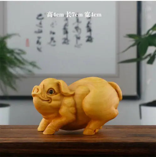 JY014ca -7 CM Each Hand Carved Boxwood Carving Figurine - 12 Zodiac Animals