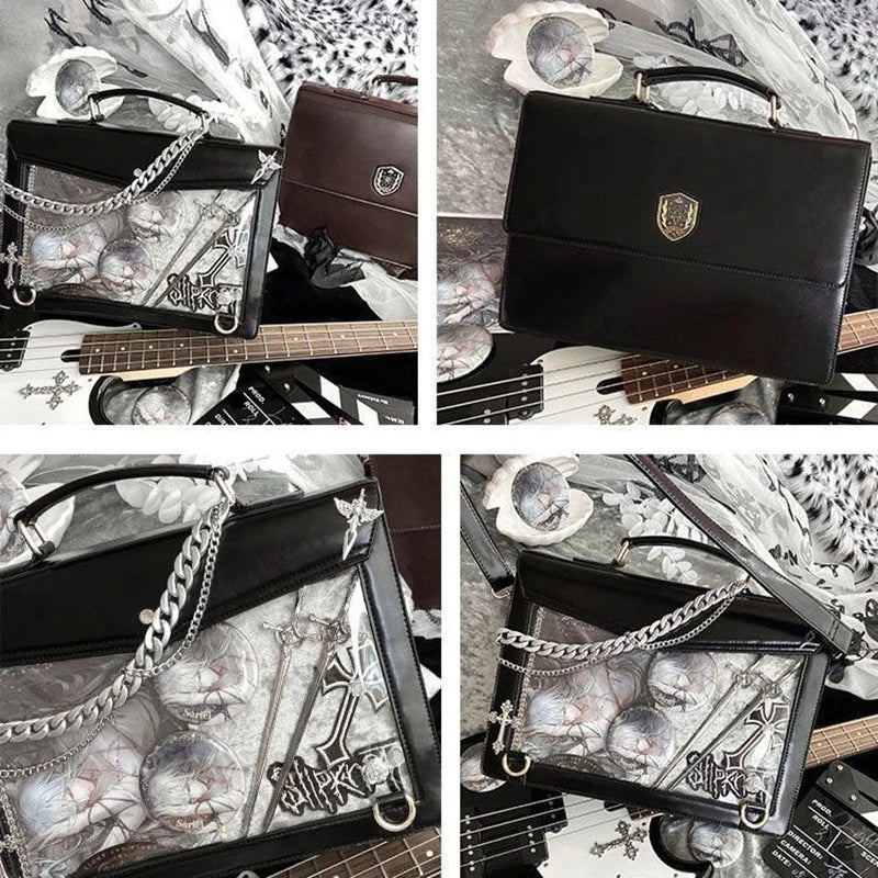 Japan Style Girls Lolita Gothic JK Backpacks Satchels HandBags Students School Transparent Layer Briefcases Shoulder Bags ItaBag