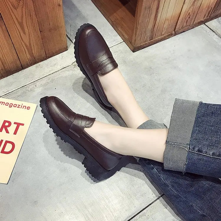 Japan Style Students Girl JK Shoes Female PU Leather Loafers Platform Elevator Shoes