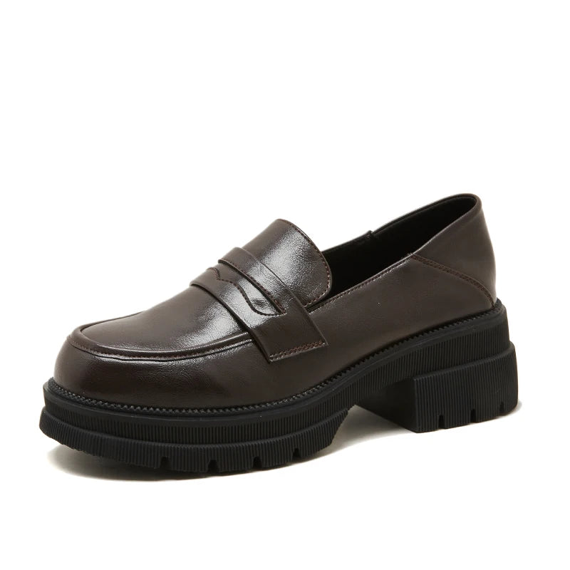 Japan Style Students Shoes Girl Lolita JK Shoes Female PU Leather Mid Heels Loafers Shallow Shoes