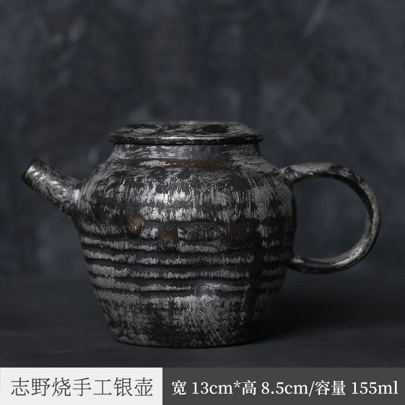 Japanese Antique Silver Gilded Teapot Course Ceramic Tea Set Tea Making Device Creative Kung Fu Teapot Household Ball Hole Sin