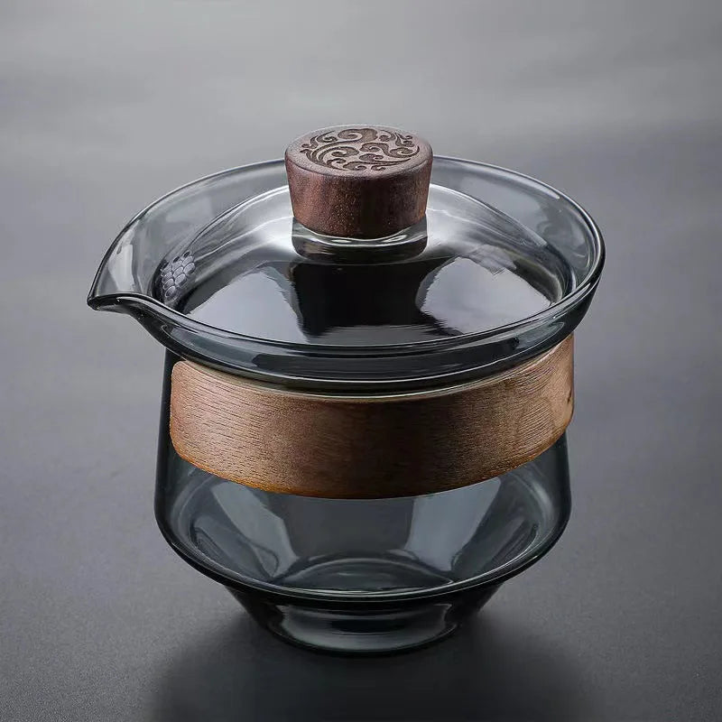 Japanese Glass Gaiwan Tea Tureen Single Heat-resistant and Scald Proof Sancai Cup Tea Set Kung Fu Tea Cup and Bowl