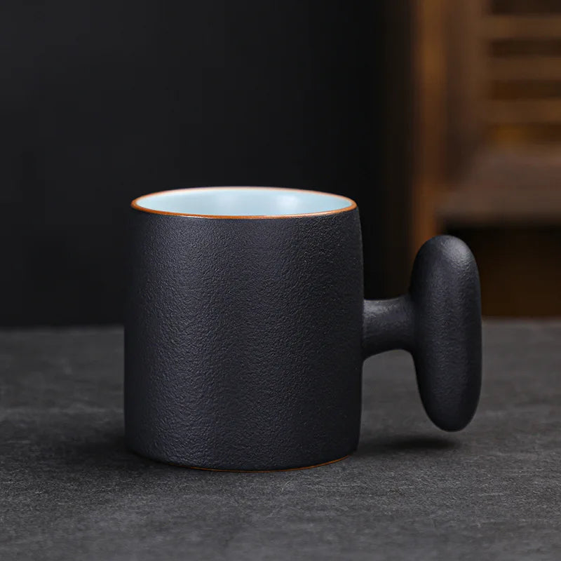 Japanese Household Stoneware Teacup Coffee Tea Anti-scald Master Cup Single Cup With Handle Teaware Kitchen Dining Bar Home