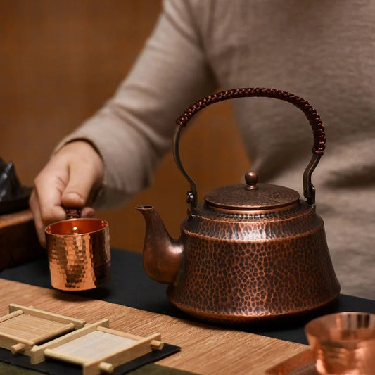 Japanese Pure Copper Teapot, Small Bubble Tea Pot, Handmade Copper Kettle, Handle Play Pot, Kung Fu Teapot, Retro Gift