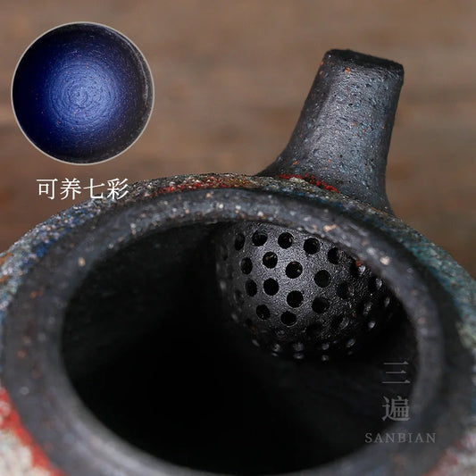 Japanese Rock Clay Teapot Stoneware Pu'er Kung Fu Tea Set Household Ball Hole Single Teapot Kiln Baked Tea Making Device