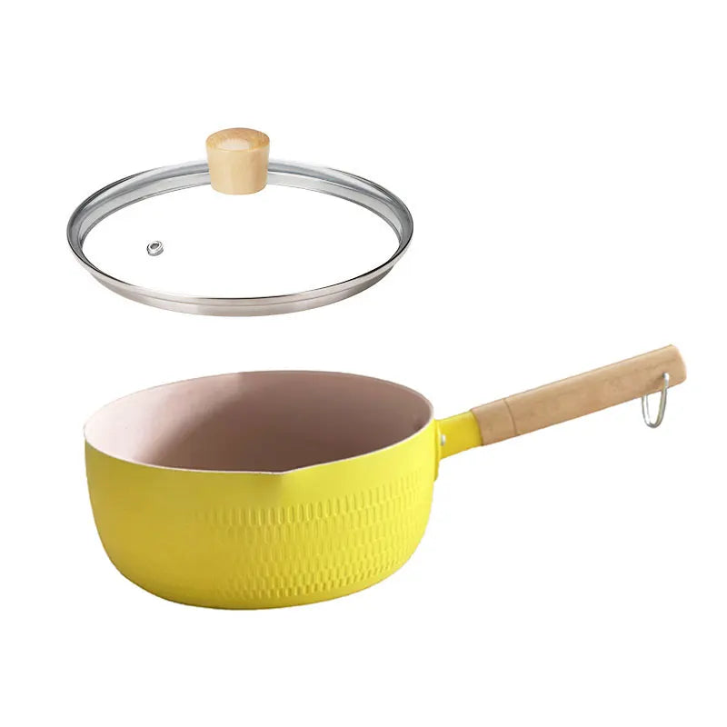Japanese Style Frying Pan With Lids Non Stick Stainless Steel Saucepan Milk Pot Covers Noodles Soup Pot Hot Thick Home Kitchen