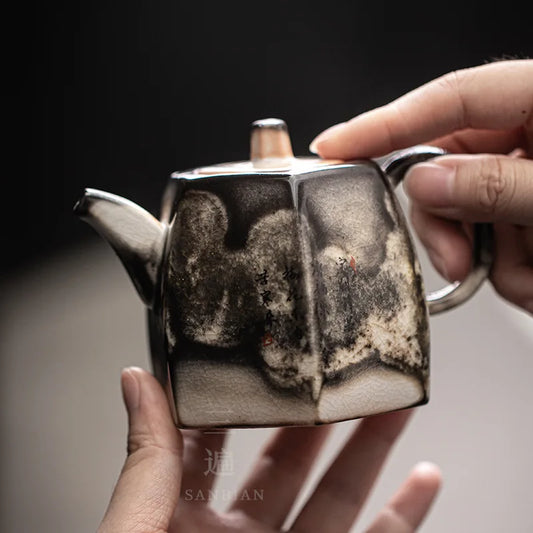 Japanese-Style Hand-Painted Vintage Landscape Teapot Handmade Antique Ceramics Tea Making Single Teapot Household Kombucha