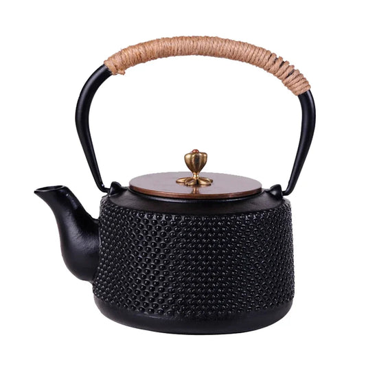 Japanese Style Pig Iron Teapot Cast Iron Kettle 1L Boiling Kettle Health Iron Kettle With Copper Lid Handle Pot