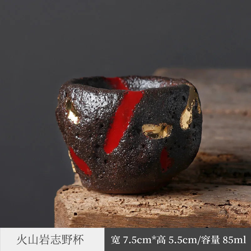 Japanese Volcanic Rock Shino Master Cup Gracked Glaze Supportable Ceramic Cup Japanese Single Cup Stoneware Tea Cup