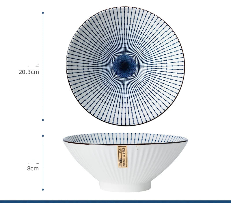 Japanese-style Ceramic Tableware Big Soup Bowl Household Large Ramen Bowl Bucket Hat Trumpet Bowl Instant Noodle Bowl Net Red