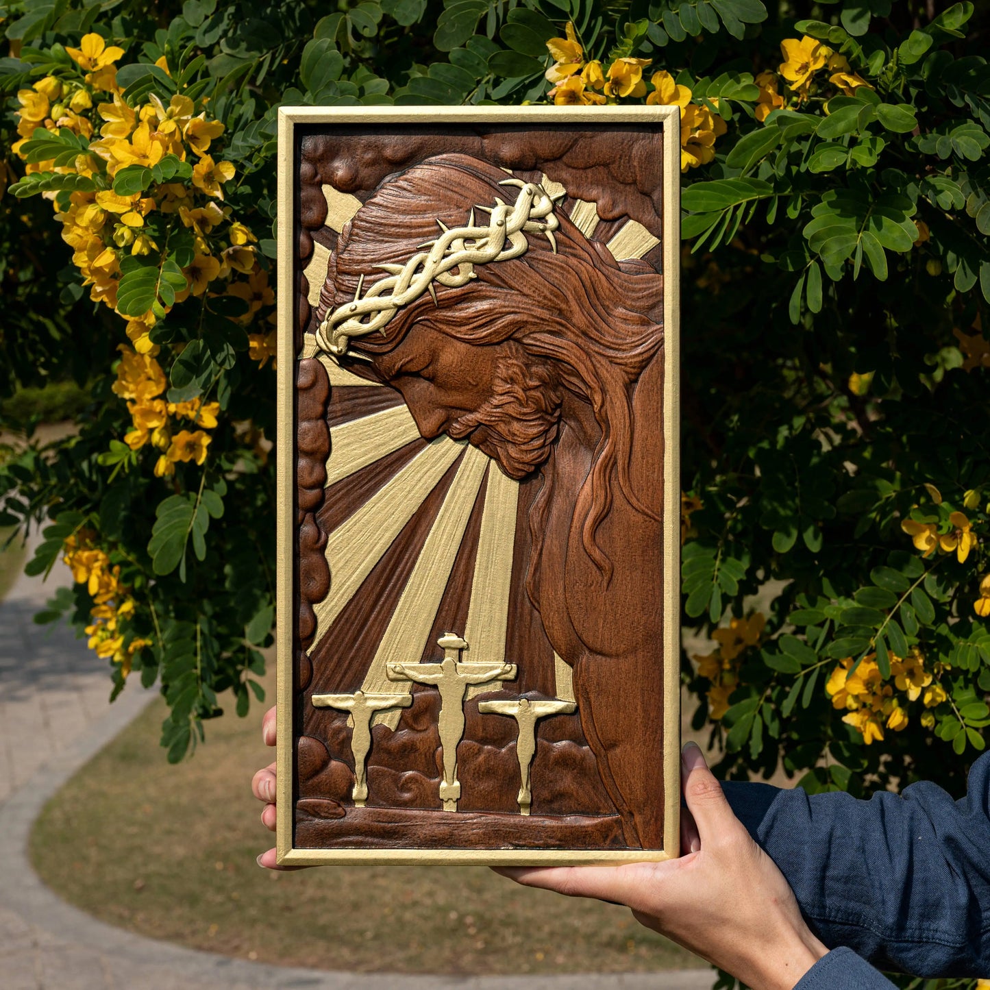 Jesus Christ Wood Carved Plaque Catholic Religious Figure Crucifix Christian Home Wall Decor Art Jesus Cross Wall
