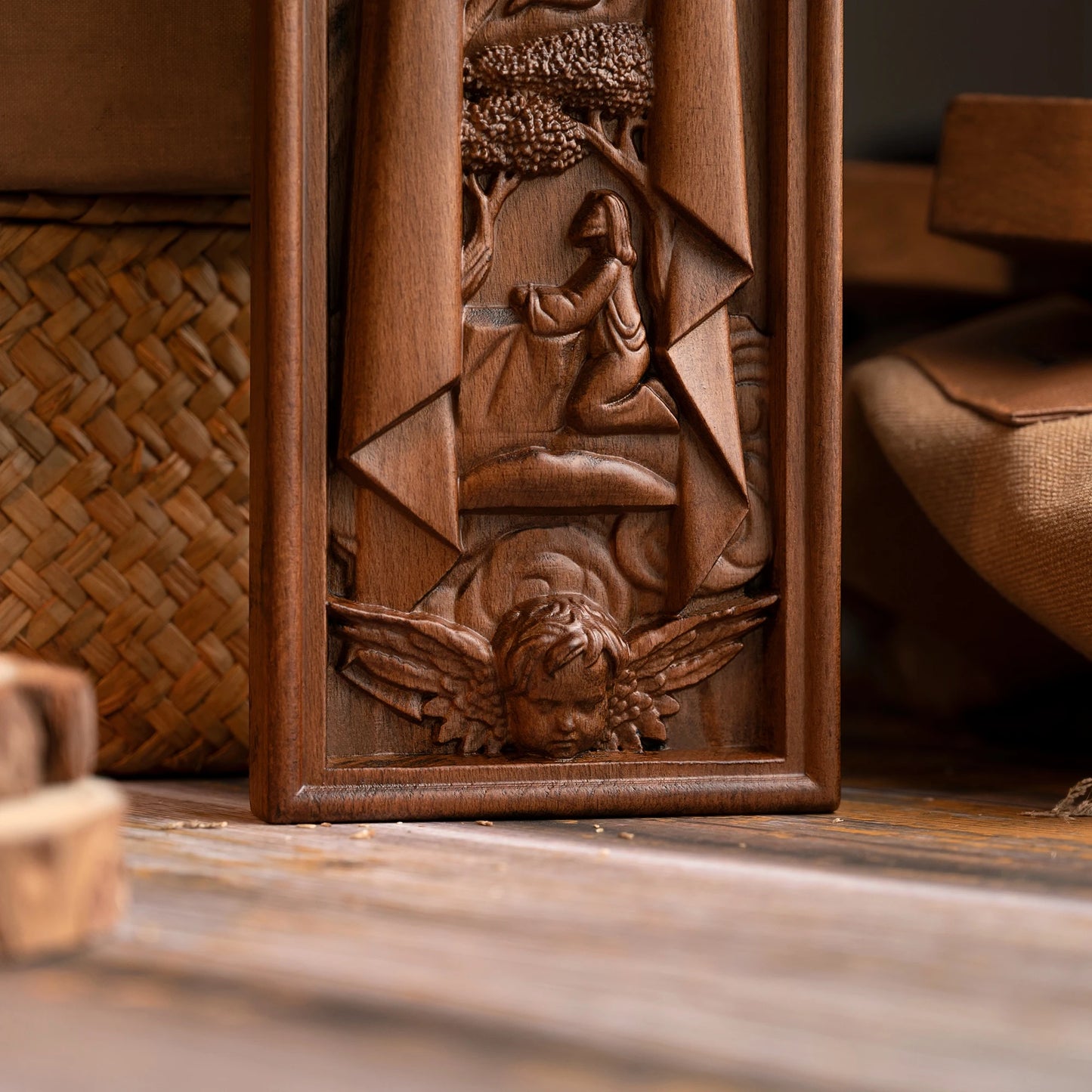Jesus Easter Cross Wood Carving Indoor Wall Decor Wooden Cross Christian Wall Cross Religion Baptism Easter Gift
