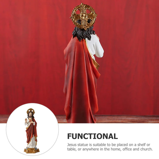 Jesus Figurine Decor Statue Gift Religious Inspirational Figurines Satan Sculpture Christ Sacred Figure Heart Home Catholic
