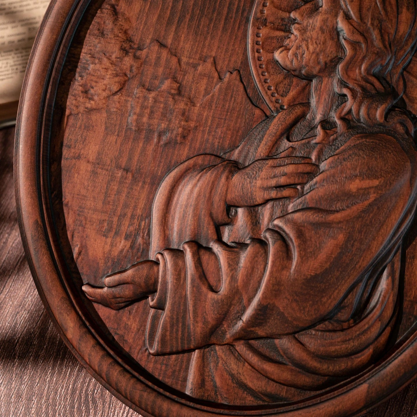 Jesus praying oval wood plaque religious saint figure catholic religious statue wall decoration gift for christians
