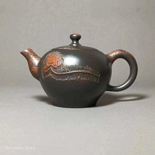 Jianshui Clay Pure Handmade Lotus Carving Longdan TeaPot(Not Yixing Zisha) Ceramic Kung Fu Tea Set Drinkware Tea Ceremony