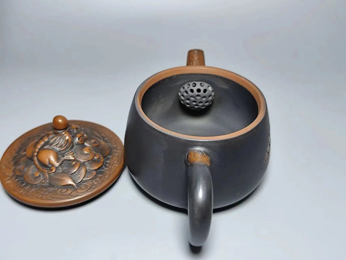 Jianshui Handmade QI Lin Carving Big Mouth Shipiao Tea Pot(Not Yixing Zisha) Kung Fu Tea Set Drinkware Tea Ceremony