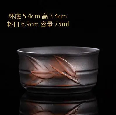 Jianshui-Handmade Relief Master Tea Cup, Ceramic Cup, Large Purple Pottery, Chinese Kungfu Teaset, Tea Accessories, Engraving