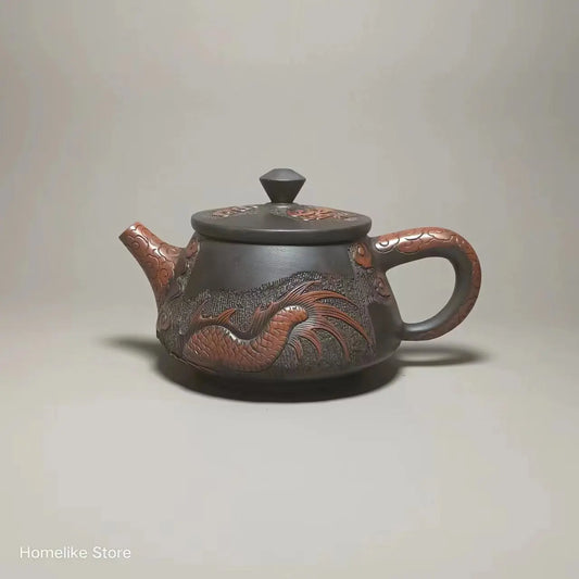 Jianshui Purple Clay (not Yixing )Handmade Dragon Carving Natural Material TeaPot Kettle Teaset Ceremony Tea Accessories