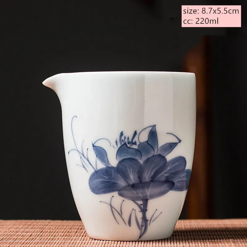 Jingdezhen Ceramic Gaiwan Chinese Blue and White Porcelain Tea Tureen Retro Handmade Tea Bowl Teacup Customized Teaware