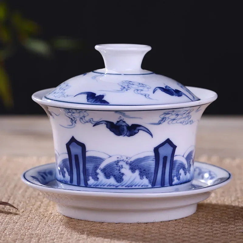 Jingdezhen Ceramics Gaiwan Home Handmade Tea Tureen Boutique with Cover Teacup Tea Ceremony Accessories Personal Tea Cup
