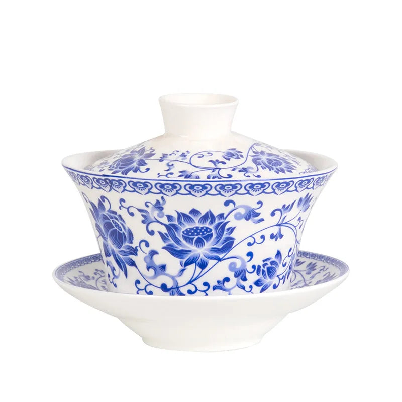 Jingdezhen Gaiwan Dehua High Quality Tea Set Sancai Single Tea Bowl Hand Painted Chinese traditional pattern Cover Bowl