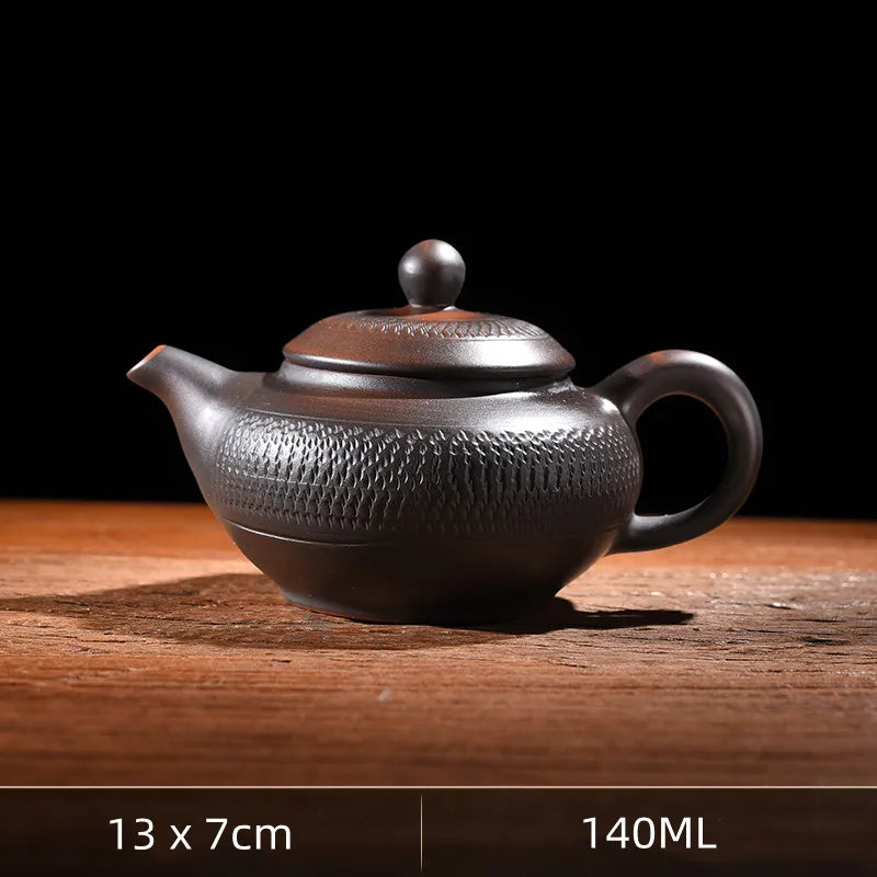 Jump knife Purple Pottery Teapot Ceramic Household Pot Kung Fu Tea Set Pure Handmade Teapot Teapot for Tea Puer Tea Kettle