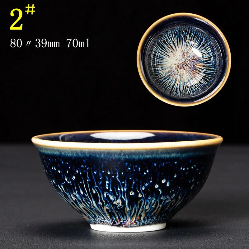 Junyao Tianmu Tea Cup Jingdezhen Kiln Glazed Tea Cup Kung Fu Tea Set glass Master's Cup 2pcs/lot cups