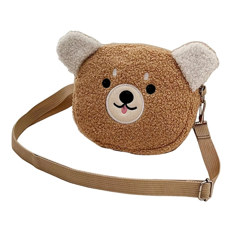 Kid Plush Bear Shoulder Bag Girl Messenger Bag Cute Cartoon Animal Crossbody Bag