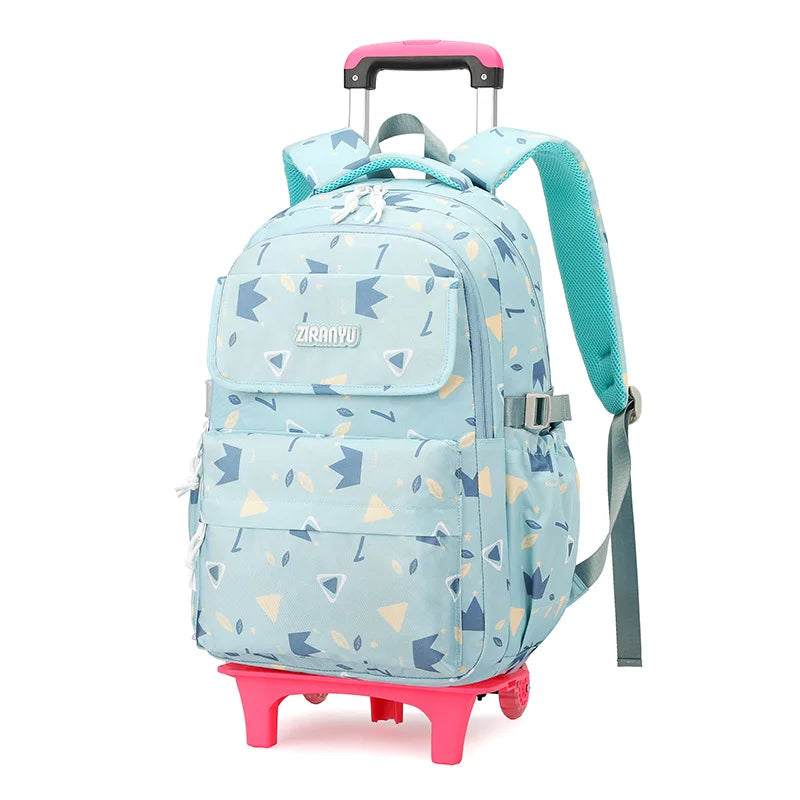 Kids School Backpack with Wheels Rolling Backpack for Girls Student Wheeled Backpack Trolley School Bag Travel Trolley Luggage