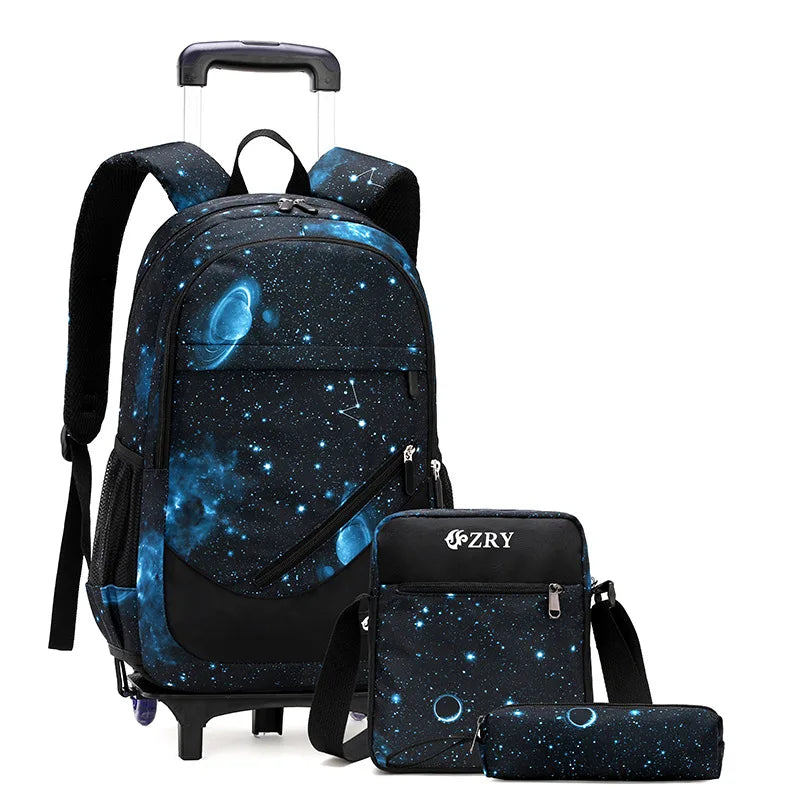 Kids Student Wheeled Backpack School Bags with wheels Rolling Backpack for boy Trolley Book Bag Travel Trolley backpack Luggage