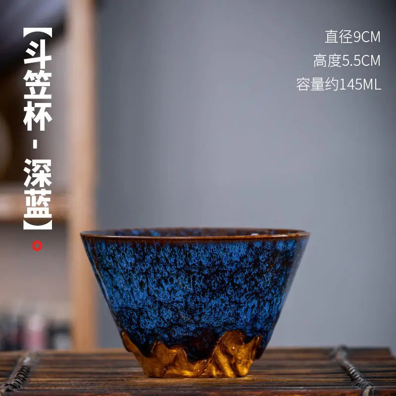 Kiln Change Ceramic Tea Cup Egg Shape Cup Kung Fu Tea Set Large 175ML Tianmu Glazed Teacup Gift Box