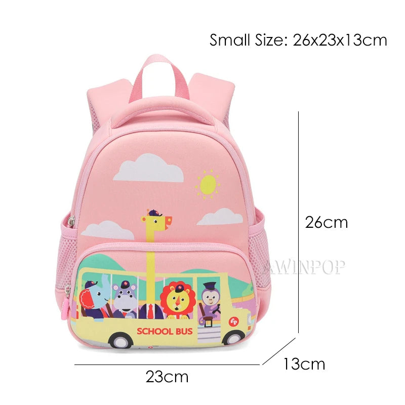 Kindergarten Boys School Bags Cartoon Schoolbus Kids Bag for Girls Backpacks Mochilas Para Pink Blue Schoolbag 1-3-6 Years