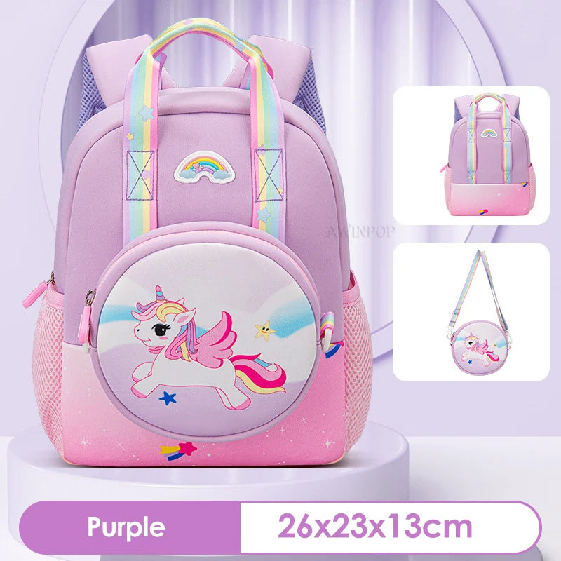Kindergarten Multifunctional Children's Backpack Cartoon Rabbit Girls School Bags Light Spine Protection Toddler Kids Backpack