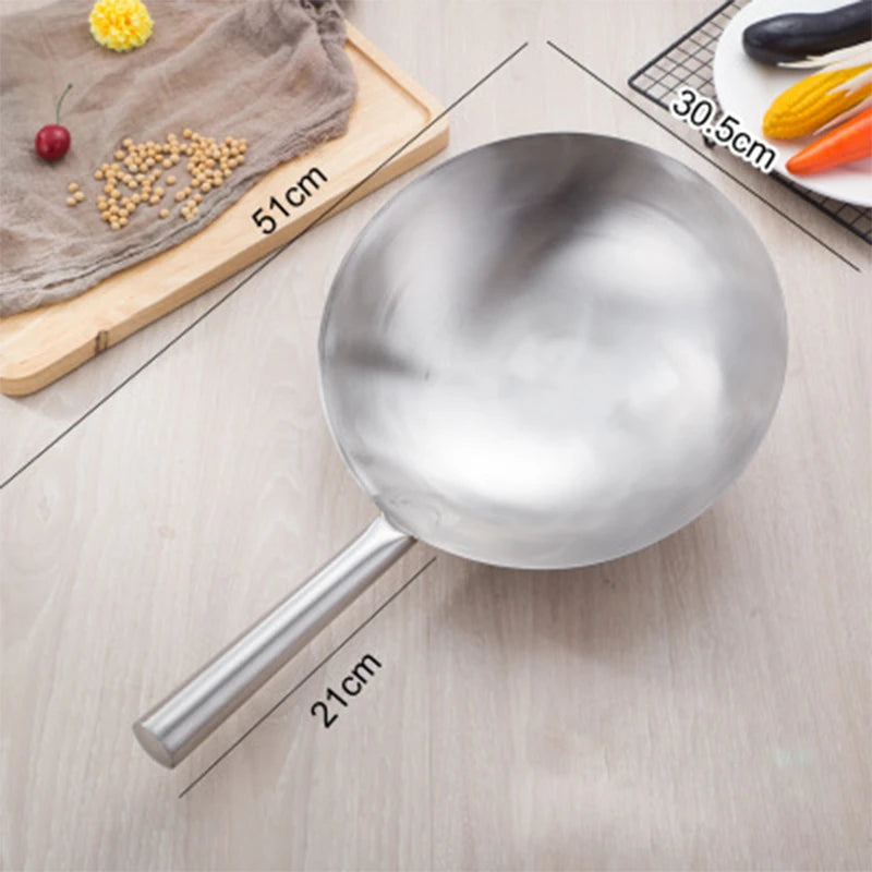 Kitchen Thick Stainless Steel Chef Wok Pot Large Spoon Wooden Handle Cookware Multi-function Cooking Spoon Large Spoon