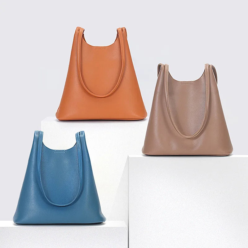 Korean Fashion Simple Casual Tote Bag Large Capacity Portable Shoulder Bags 2024 New All-match Handbags Female Purses Clutch