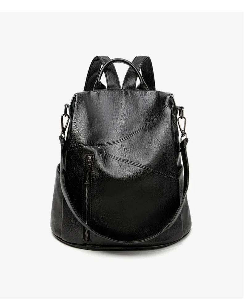 Korean Fashion Women's New PU Soft Leather Backpack Large-capacity Leisure Anti-theft Travel Shoulder Bag